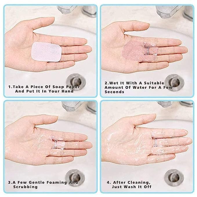 Hoppokart 3Pcs Paper Soap Sheets | Biodegradable Travel Soap Leaves | Lavender Scented Disposable Soap for Camping, Gym & Emergency Kits | Portable Mini Soap Flakes for Outdoor & On-the-Go Hygiene