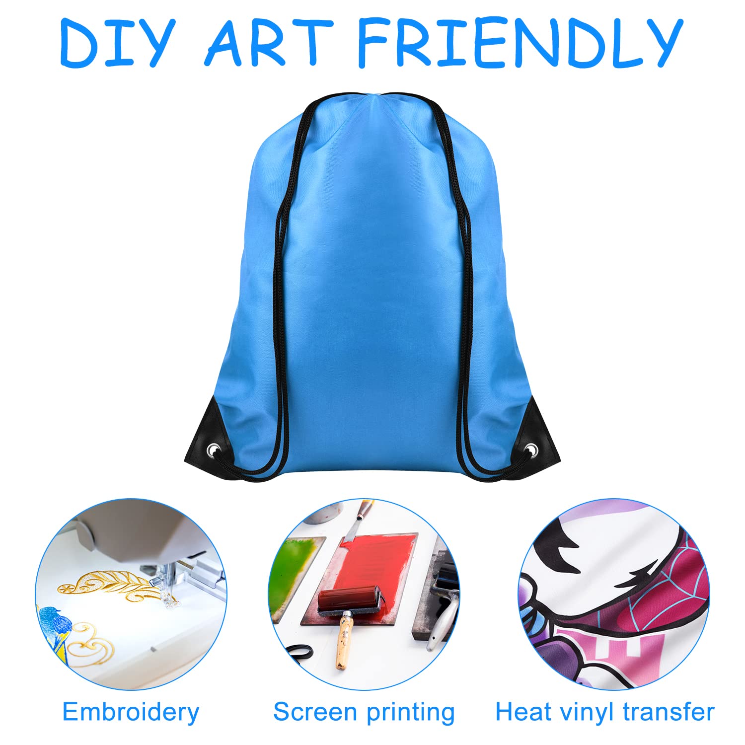 FEPITO 12 Pack Drawstring Bags - Durable String Backpacks for Gym, Sports, Travel & Storage - Lightweight Tote Sack Cinch Bags for School, Beach, Laundry & Camping Essentials