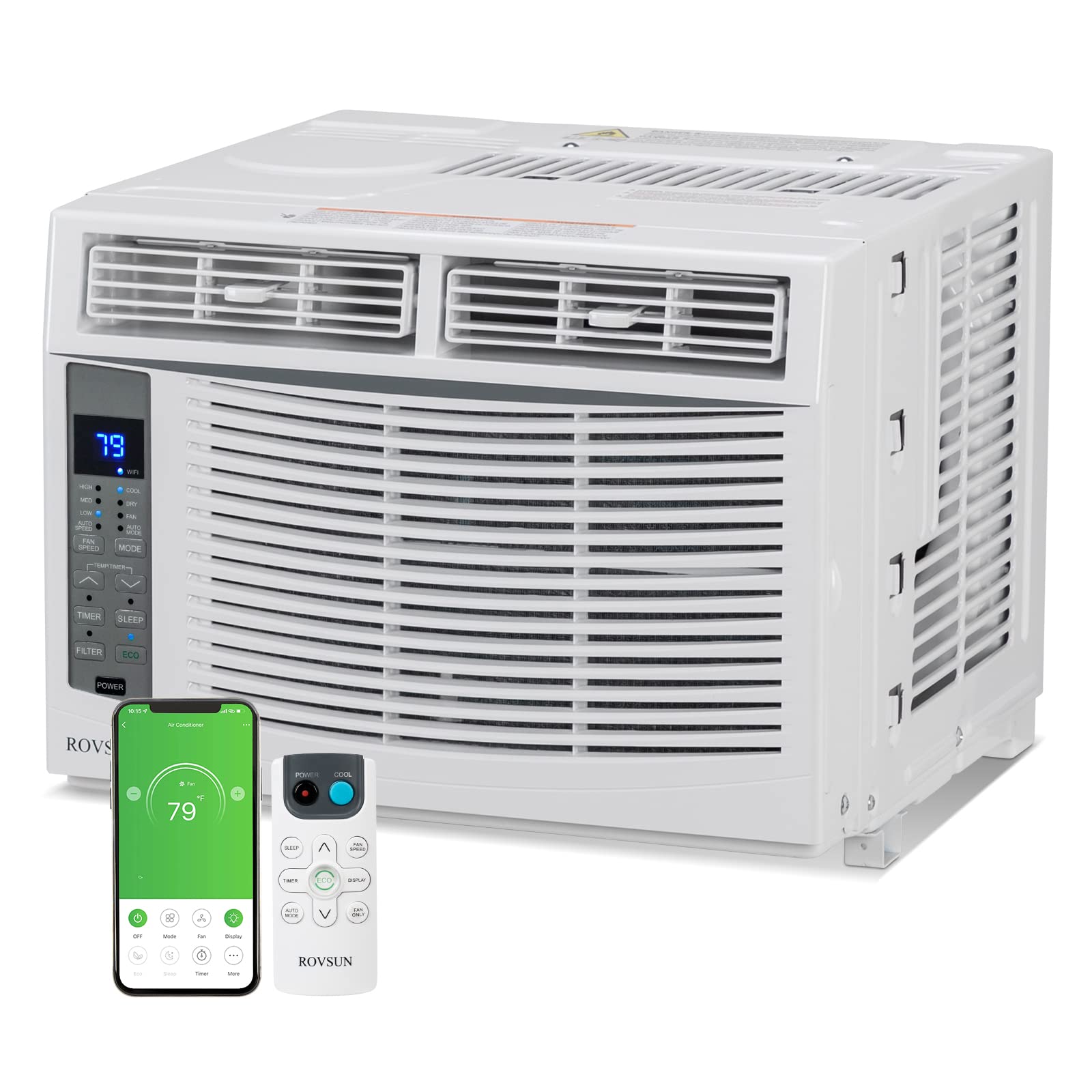 Bonnlo 6000 BTU Smart WiFi Window Air Conditioner - Energy Efficient Cooling for Rooms Up to 250 Sq.Ft - Remote Control & Timer - 115V White - Perfect for Bedrooms, Home Offices & Small Apartments