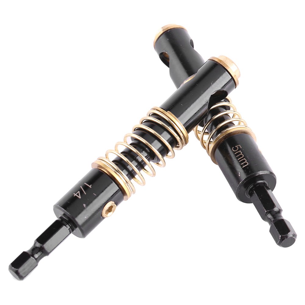 Self Centering Drill Bit Set - 1/4 Inch Hex Shank, Spring Loaded Hinge Tapper Core Drill Bits (5mm & 1/4