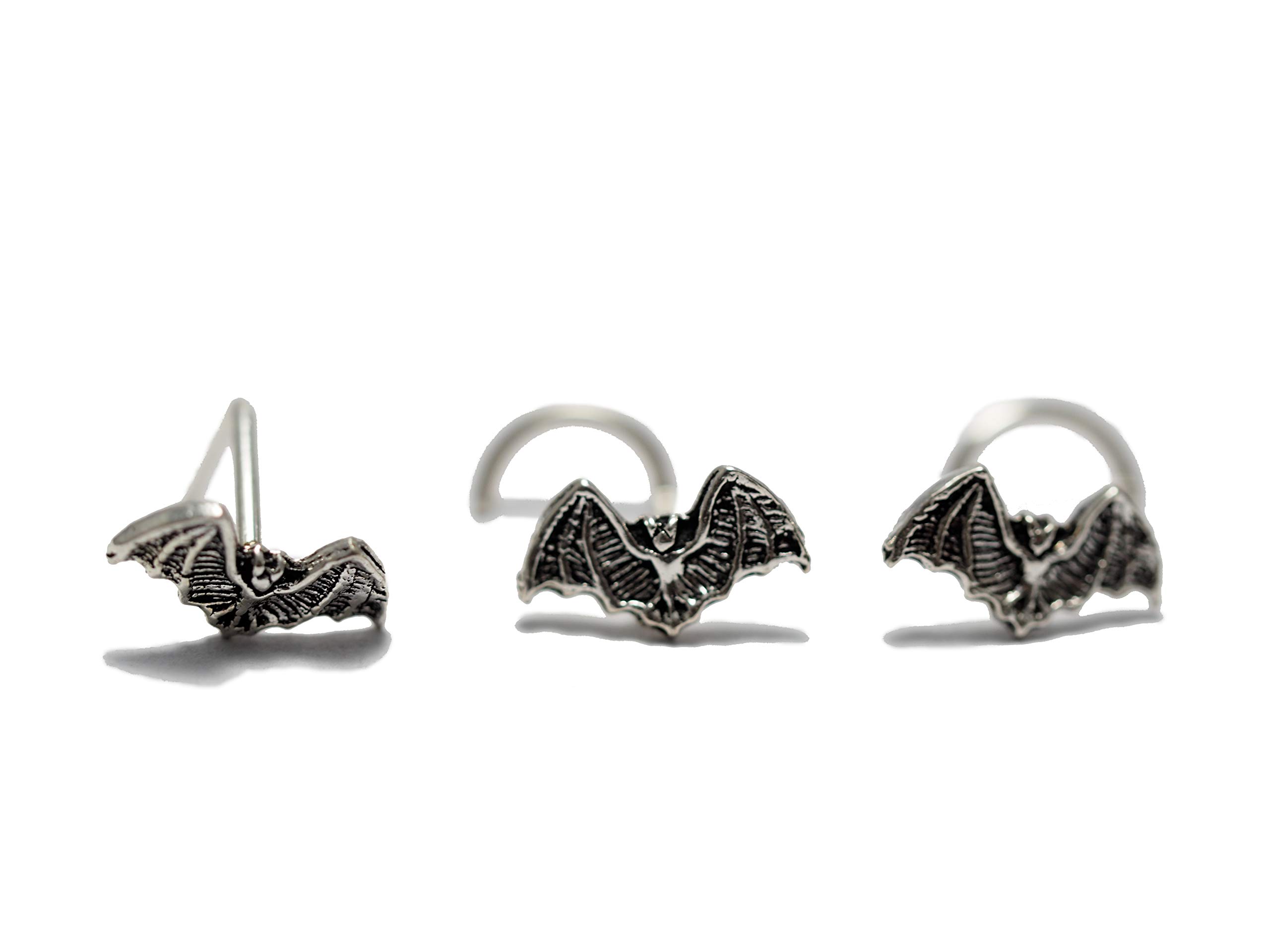 18-20 Gauge Mini Bat Sterling Silver Nose Stud & Screw - Hypoallergenic Body Jewelry for Nose Piercing | Perfect for Everyday Wear, Parties & Self-Expression