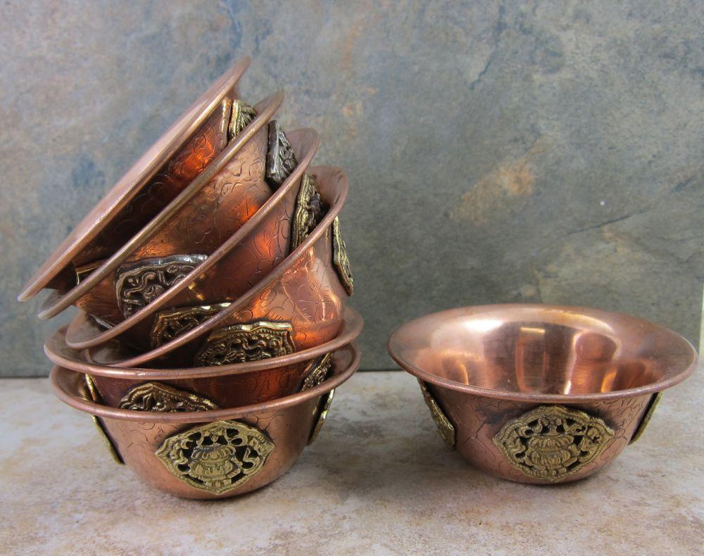 3 1/2 Inch Copper Medallion Offering Bowls - Handcrafted Spiritual Altar Bowls for Rituals, Prayer & Meditation | Perfect for Home Altar, Yoga Studio & Sacred Ceremonies