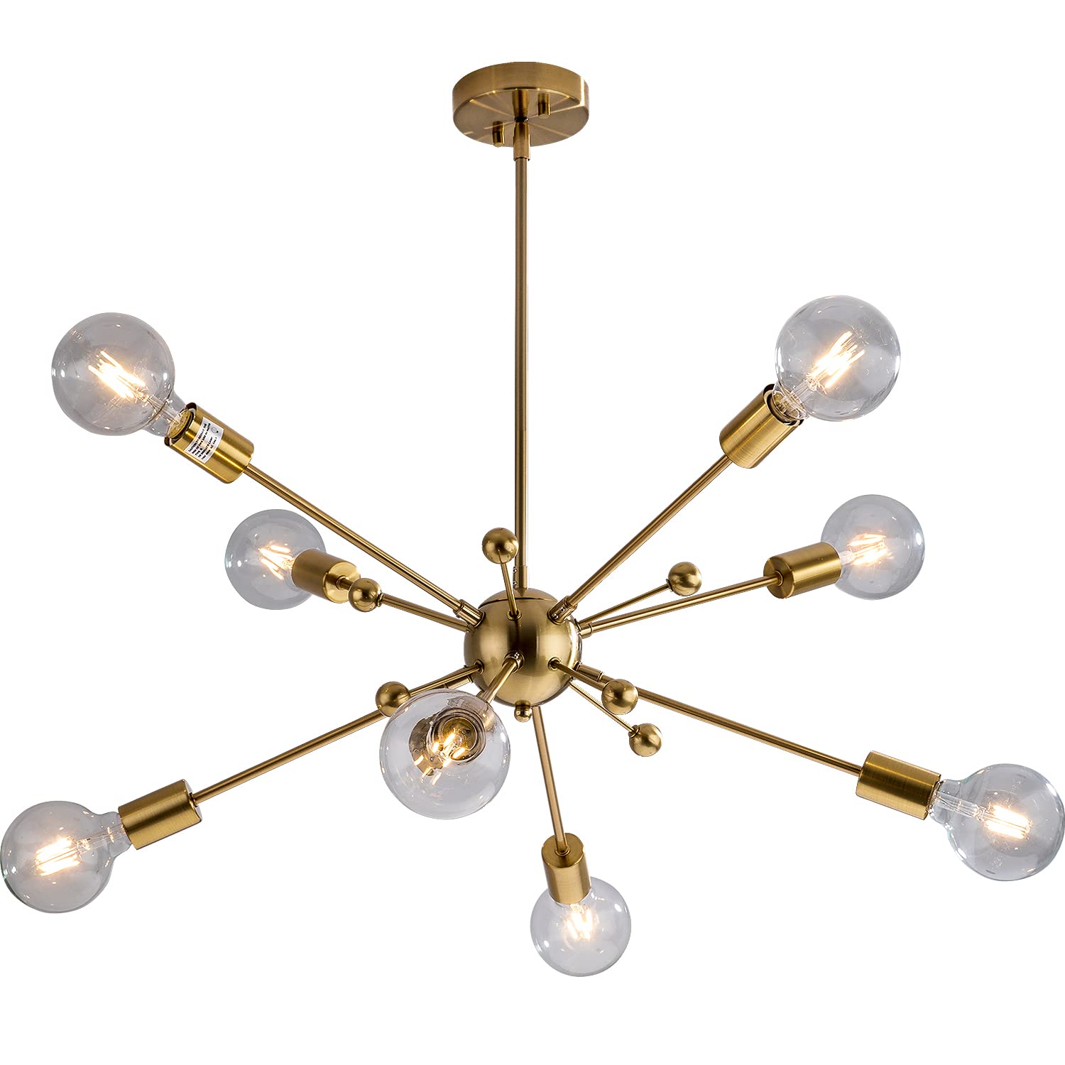 8-Light Gold Sputnik Chandelier - Modern Ceiling Lighting Fixture for Dining Room, Living Room & Bedroom