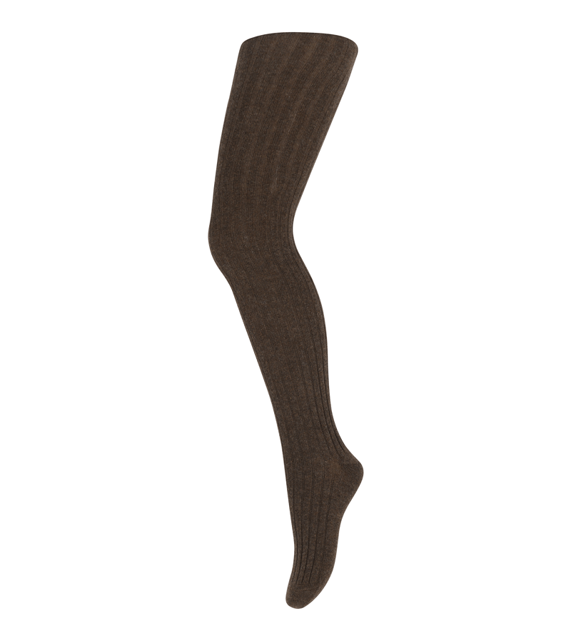 mp Denmark Women's Brown Melange Cotton Rib Tights - Soft Stretchy Comfortable Leggings for Yoga, Workout & Everyday Wear