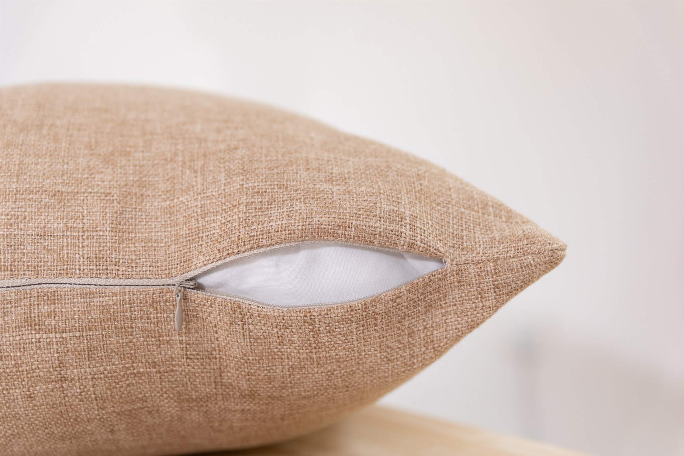 Premium Set of 2 Natural Linen Throw Pillow Covers 20x20 Inch - Soft Square Decorative Pillow Cases for Sofa, Couch, Bed & Chair - Perfect for Living Room, Bedroom & Home Decor