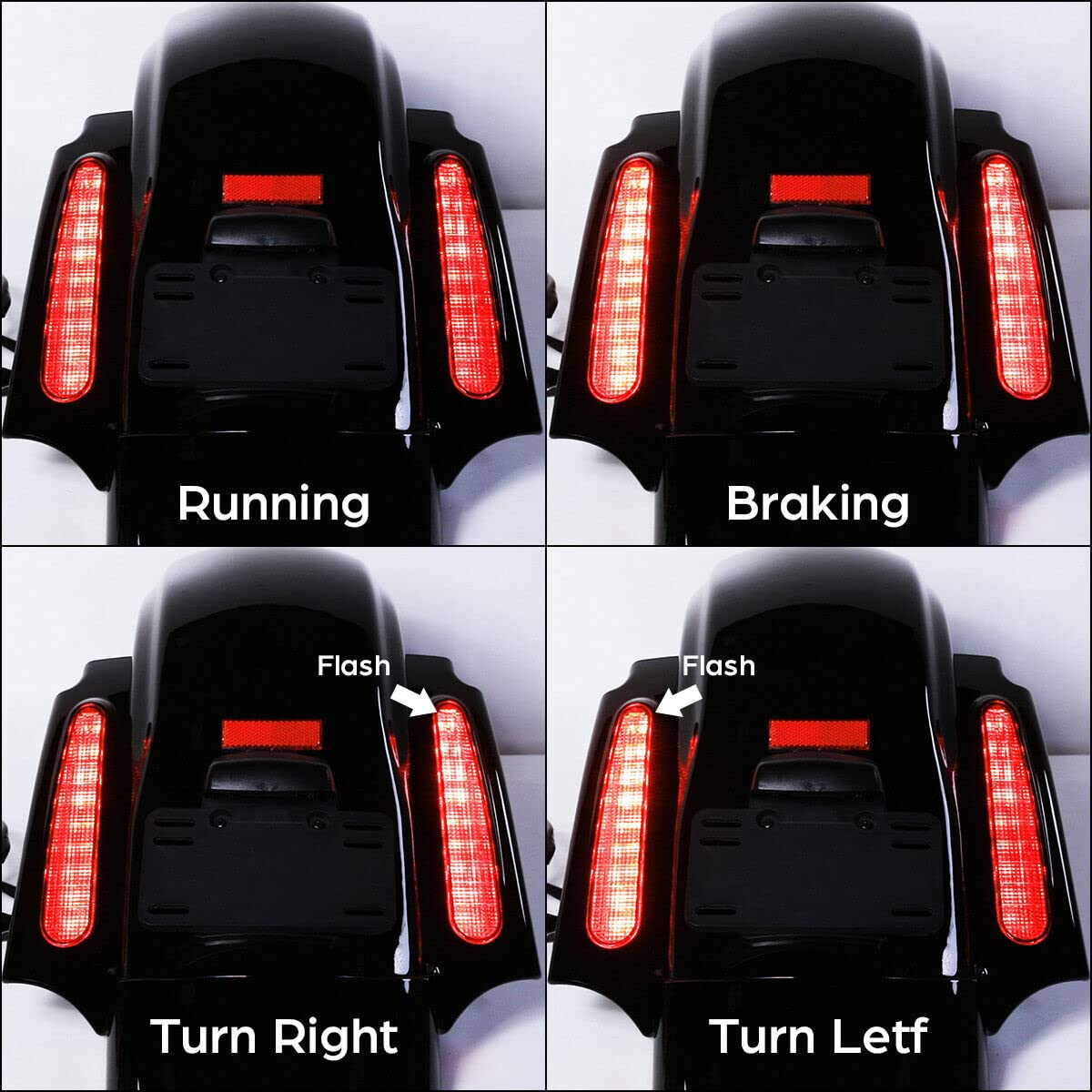 TCT-MOTORPARTS Rear Fender with LED Lights for Harley Touring Road King Electra Glide Street Glide Road Glide 2009-2013 - Durable Motorcycle Accessory for Night Riding & Custom Bike Upgrades