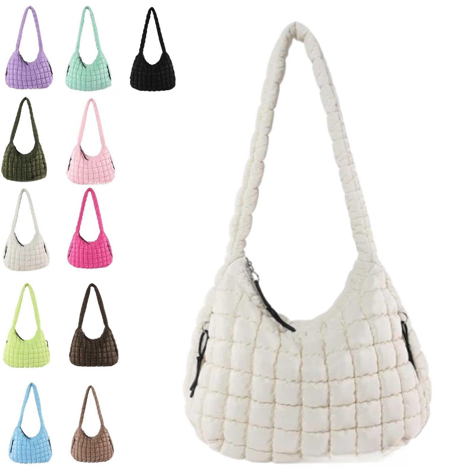 Quilted Puffer Tote Bag for Women - Trendy Crossbody Shoulder Handbag Purse, Small Cute Lightweight Large Capacity - Perfect for Work, Travel & Daily Use