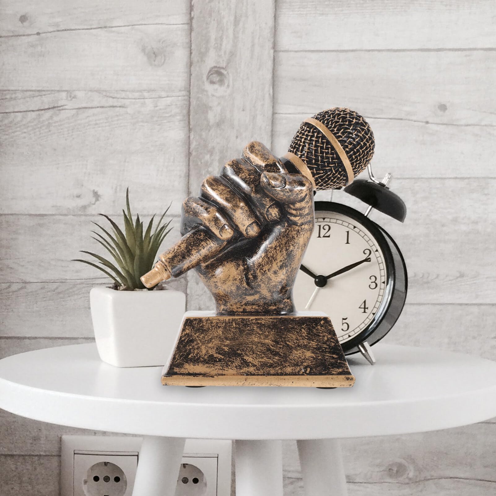 POPETPOP Premium Microphone Trophy - Custom Musical Singing Trophy Award in Resin for Karaoke Competition & Party - Perfect for Singing Contests, Talent Shows & Music Events