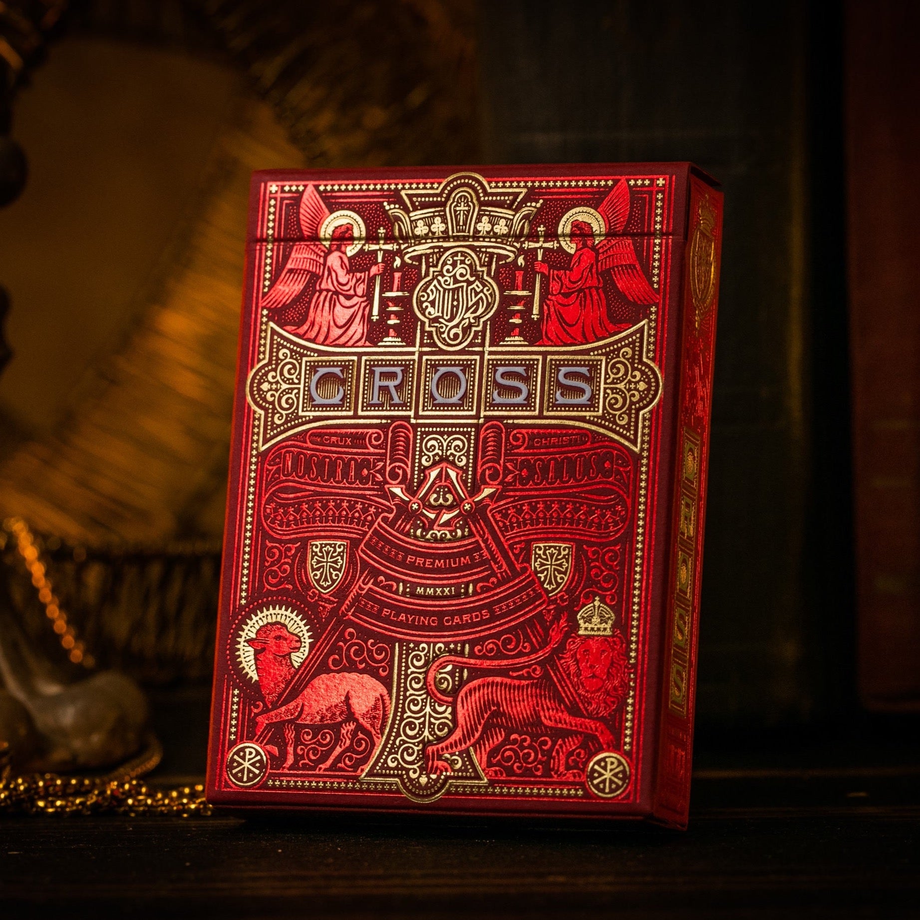 Gilded Cross Playing Cards - Red Maroon Martyrs Limited Edition (1 of 150) - Perfect for Collectors, Card Games, and Magic Tricks