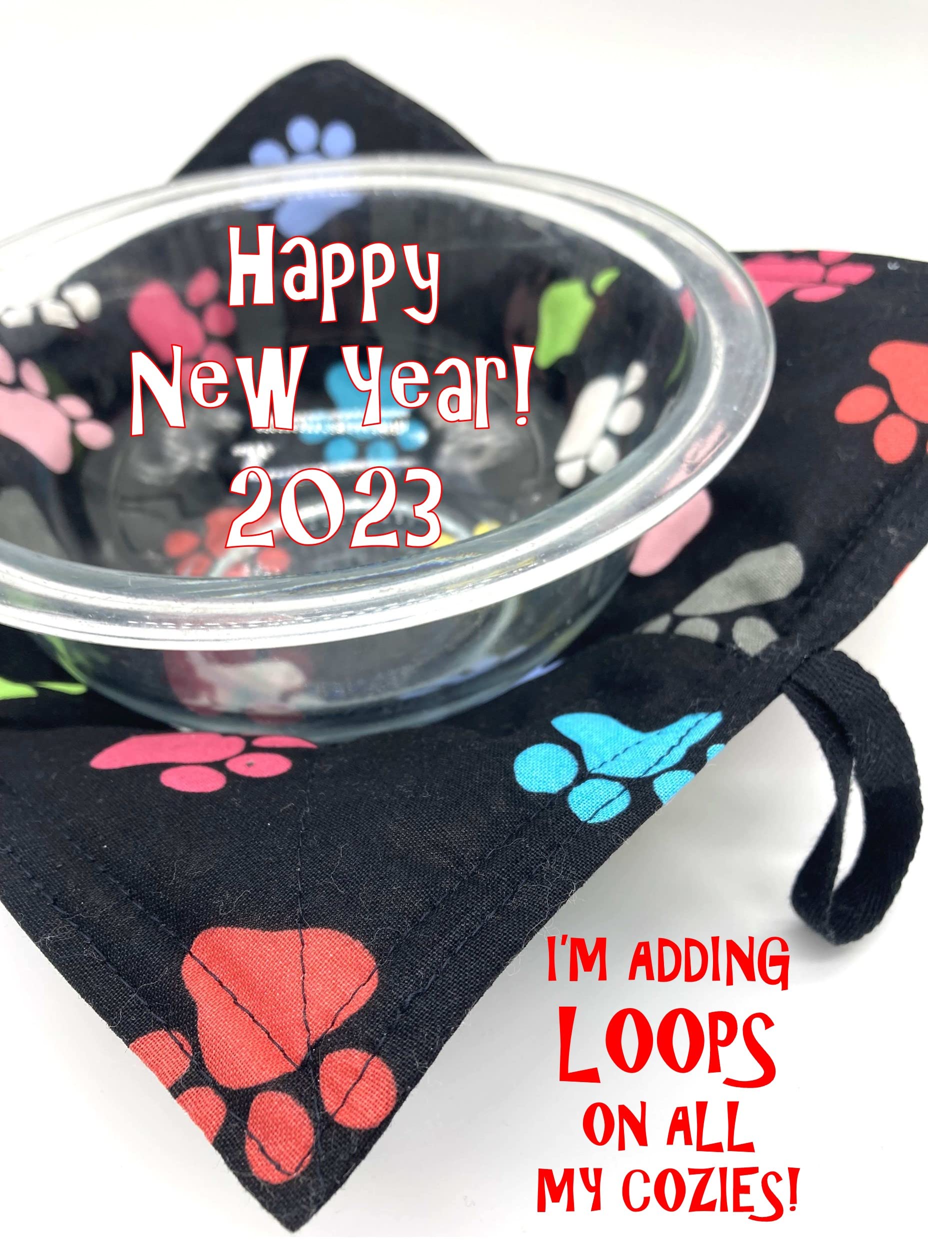 Microwave Bowl Cozy 8.5 Inches - Handmade in USA for 8 Inch Bowls - Cat & Bookshelf Novelty Design - Perfect for Soup, Oatmeal & Microwave Meals