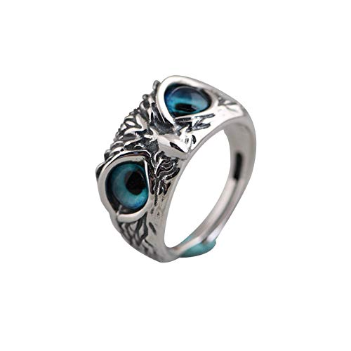 Winnerlion Demon Eye Owl Ring - Vintage Adjustable Open Animal Ring for Women & Men - Gothic Statement Jewelry for Halloween, Cosplay & Unique Fashion Accessories (Multicolor, One Size)