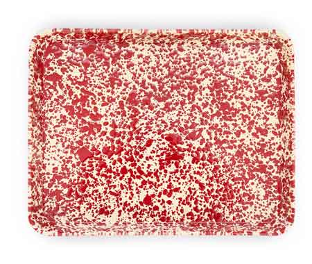 Crow Canyon Enamelware Jelly Roll Pan - Rectangular Baking Tray in Burgundy on Cream | Perfect for Baking, Serving & Holiday Desserts