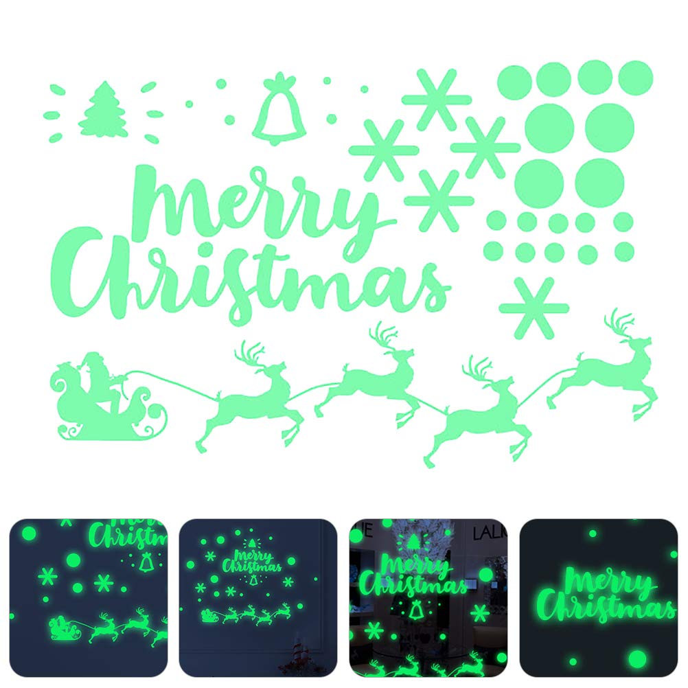 1pc Christmas Glow Stickers - Fluorescent Xmas Holiday Decals for Home & Car Decor, Creative Carved Plastic Stickers - Perfect for Windows, Walls, Gifts & Party Decorations
