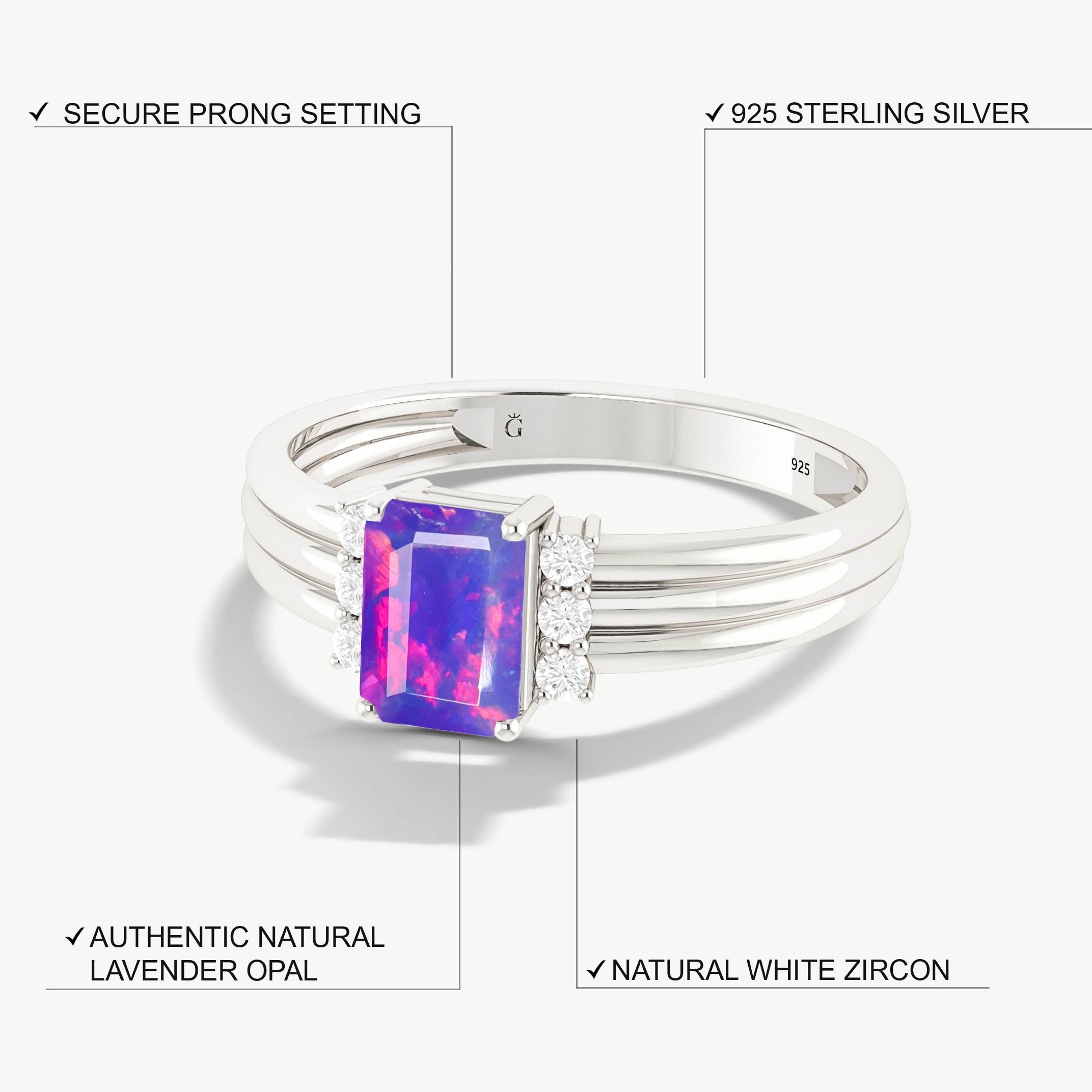 Natural Ethiopian Fire Lavender Opal Ring for Women - Elegant Sterling Silver Jewelry Gift for Her - Perfect for Anniversary, Birthday & Special Occasions