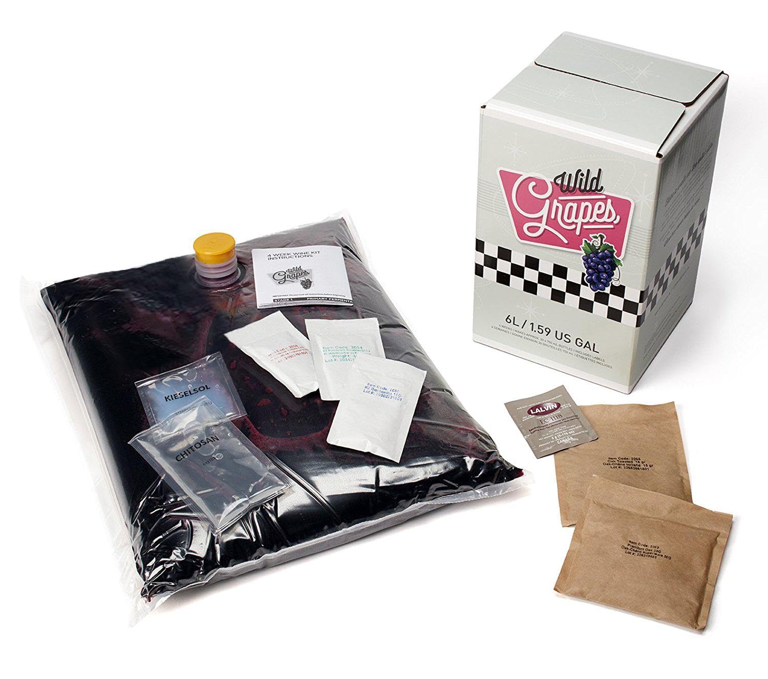 Premium Wild Grapes Merlot Style Wine Making Kit - Complete Equipment & Supplies for 6 Gallons (30 Bottles) - Perfect for Home Brewing, Gifts & Wine Enthusiasts