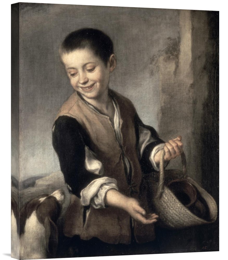 Budget Bartolome Esteban Murillo Boy with Dog Canvas Wall Art Print - Gallery Wrap Giclee Reproduction - Perfect for Living Room, Bedroom & Office Decor