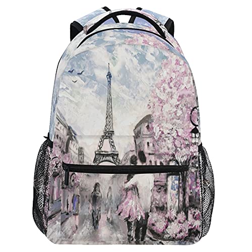 Stylish Travel Backpack for School & Business - Paris Street View Design Laptop Backpack for Adults & Teens - Fits iPad, Tablet, Books - Perfect for College, Commuting & Daily Use