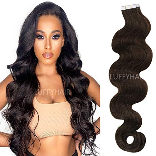 40pcs Brazilian Body Wave Tape-In Hair Extensions 100g - 16inch Human Remy Hair Wefts (Color #2) for Natural Volume & Styling - Perfect for Parties, Weddings & Daily Wear