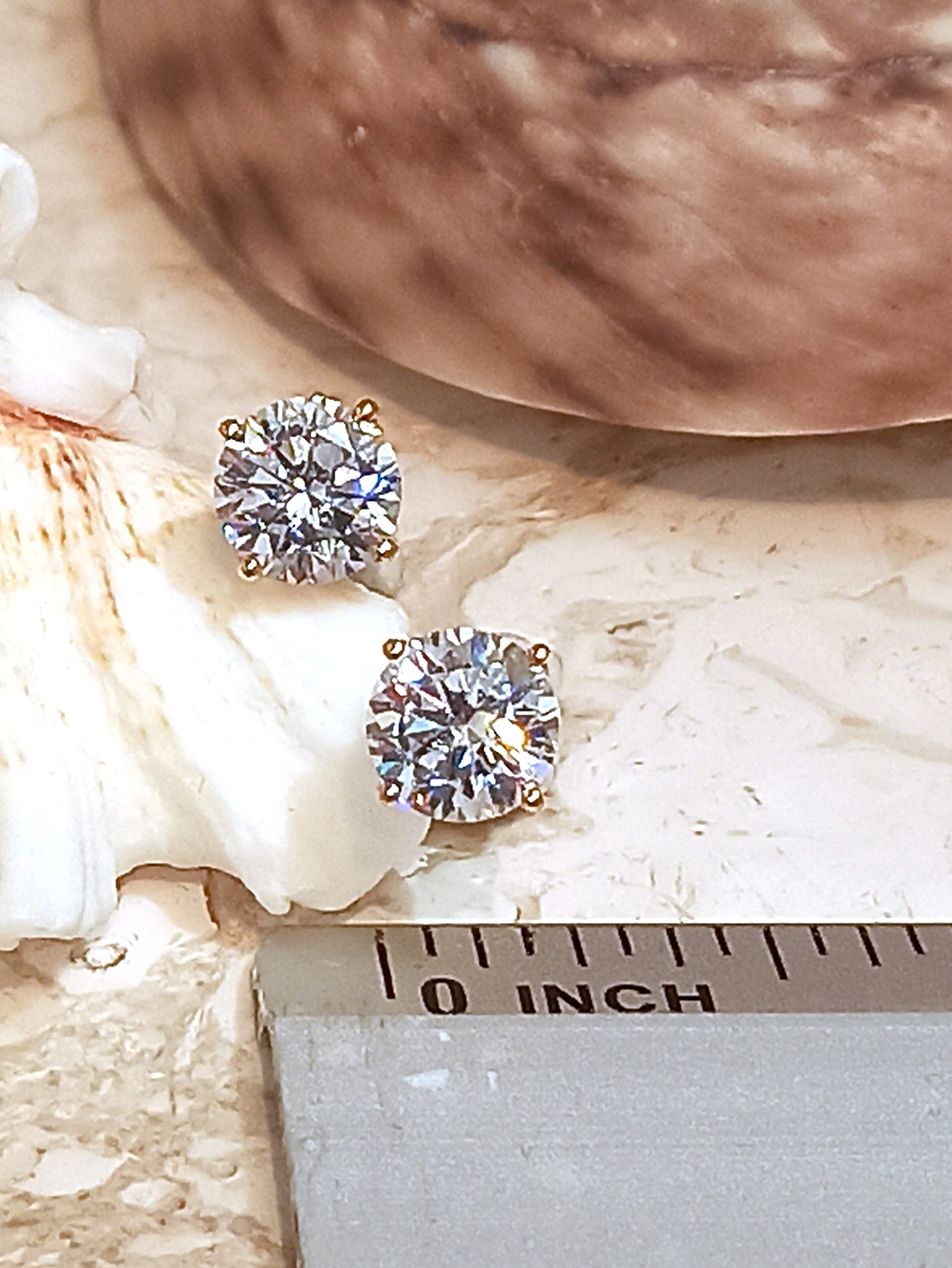 Luxury 18K Gold Diamond Stud Earrings for Women - 6mm 2 Carat Solitaire Lab-Grown Diamond Earrings, Handmade Designer Jewelry - Perfect Valentine's Day Gift for Her, Girlfriend Present, Anniversary or Birthday Jewelry - Elegant for Weddings, Parties & Special Occasions