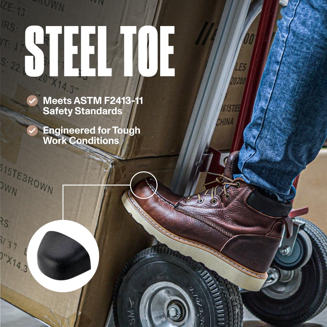 EverBoots Steel Toe Work Boots for Men - Oil Slip & Abrasion Resistant Safety Shoes, Lightweight Soft Oiled Leather with Goodyear Welt Construction - Ideal for Construction, Warehouse & Industrial Work