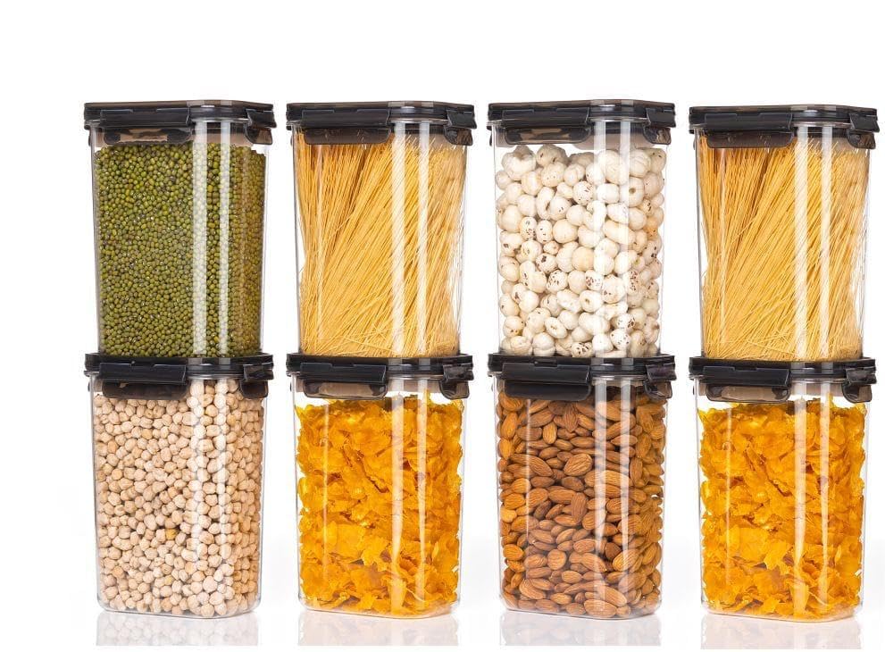 UCRAVO 4-Piece Airtight Food Storage Containers Set - 1400ml BPA-Free Plastic Canisters for Flour, Sugar & Dry Goods | Perfect for Kitchen Pantry Organization & Bulk Food Storage