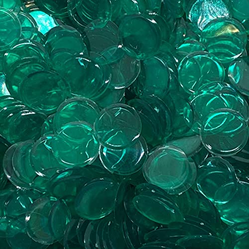 MR CHIPS Plastic Bingo Chips - 100 Count Bag for Bingo Games & Counting - Solid & Transparent Colors (3/4 Inch, Green) - Perfect for Casino Nights, Classroom Math Activities, and Board Game Accessories