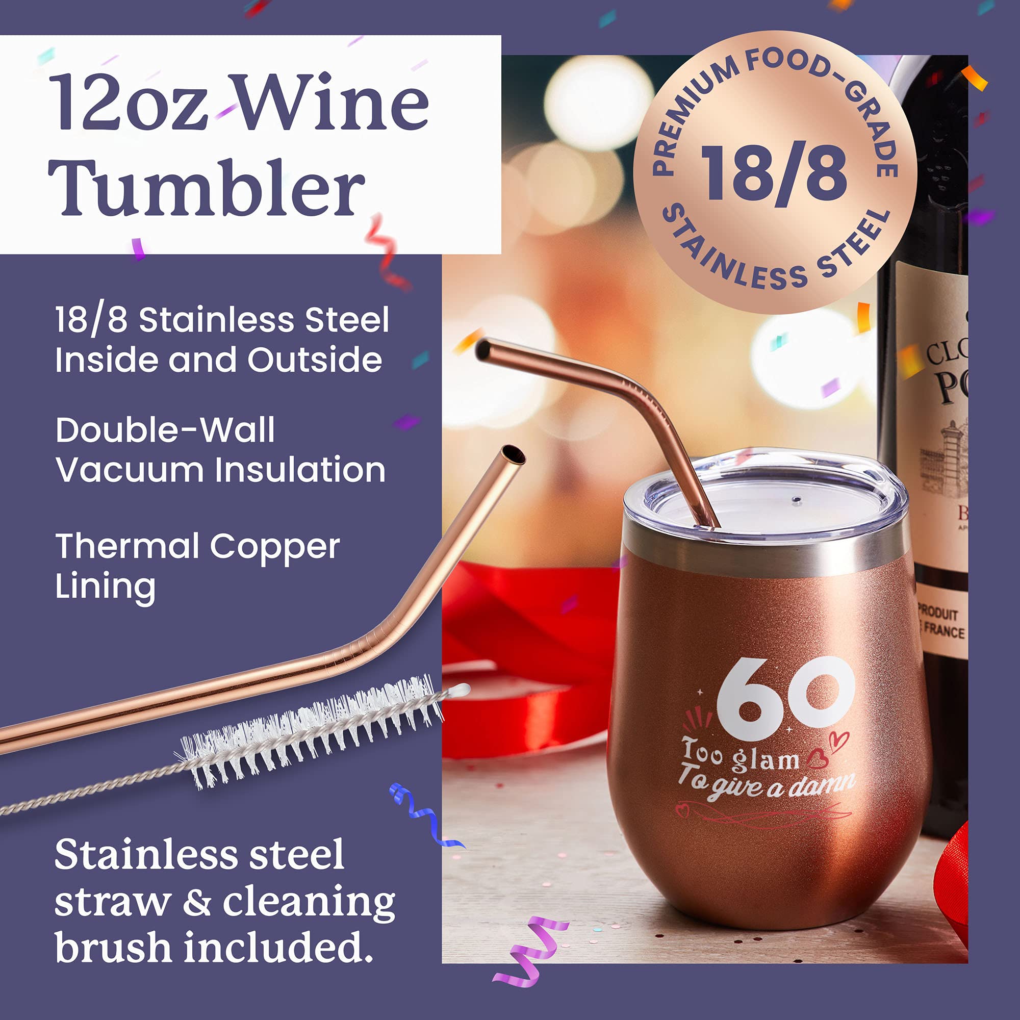 Funny 60th Birthday Wine Gift Set for Women - Perfect 60 Year Old Gifts for Her, Mom, Grandma, Wife, Sister, Aunt & Coworker | Great for Birthday Parties, Retirement Celebrations & Milestone Gifts