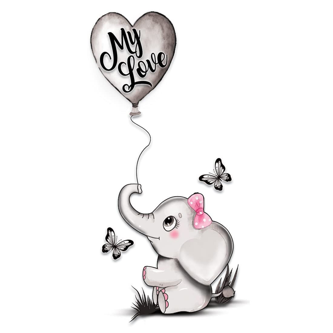 Waterproof Temporary TattooWala Elephant with Butterfly Love Tattoo - Long Lasting Fake Body Art for Men & Women | Perfect for Parties, Festivals, Beach Days and Self-Expression