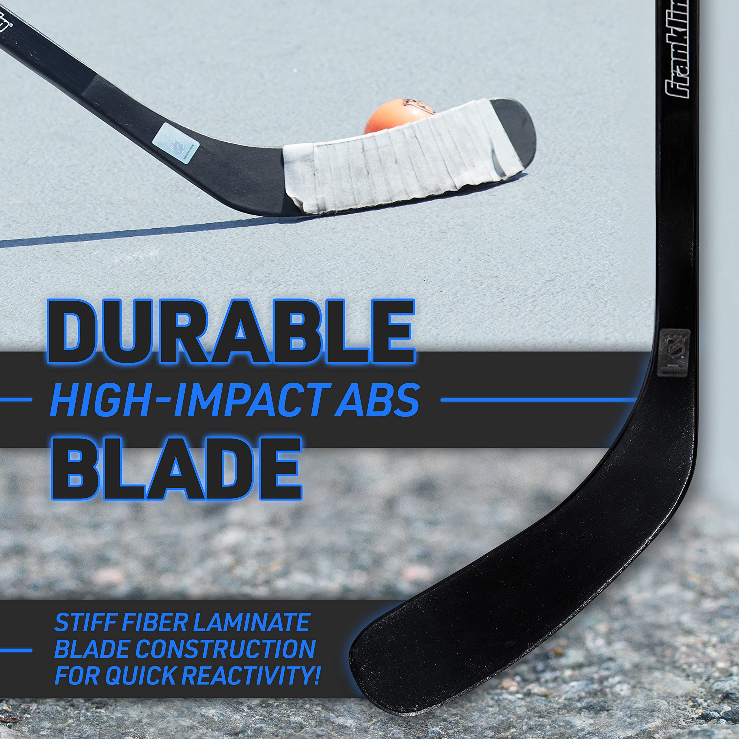 Franklin Sports Power X Junior Street Hockey Sticks - Youth Hockey Sticks for Outdoor Play - Right & Left Handed Kids Hockey Sticks - Wood & Fiberglass Composite Shaft - One-Piece Design - 58