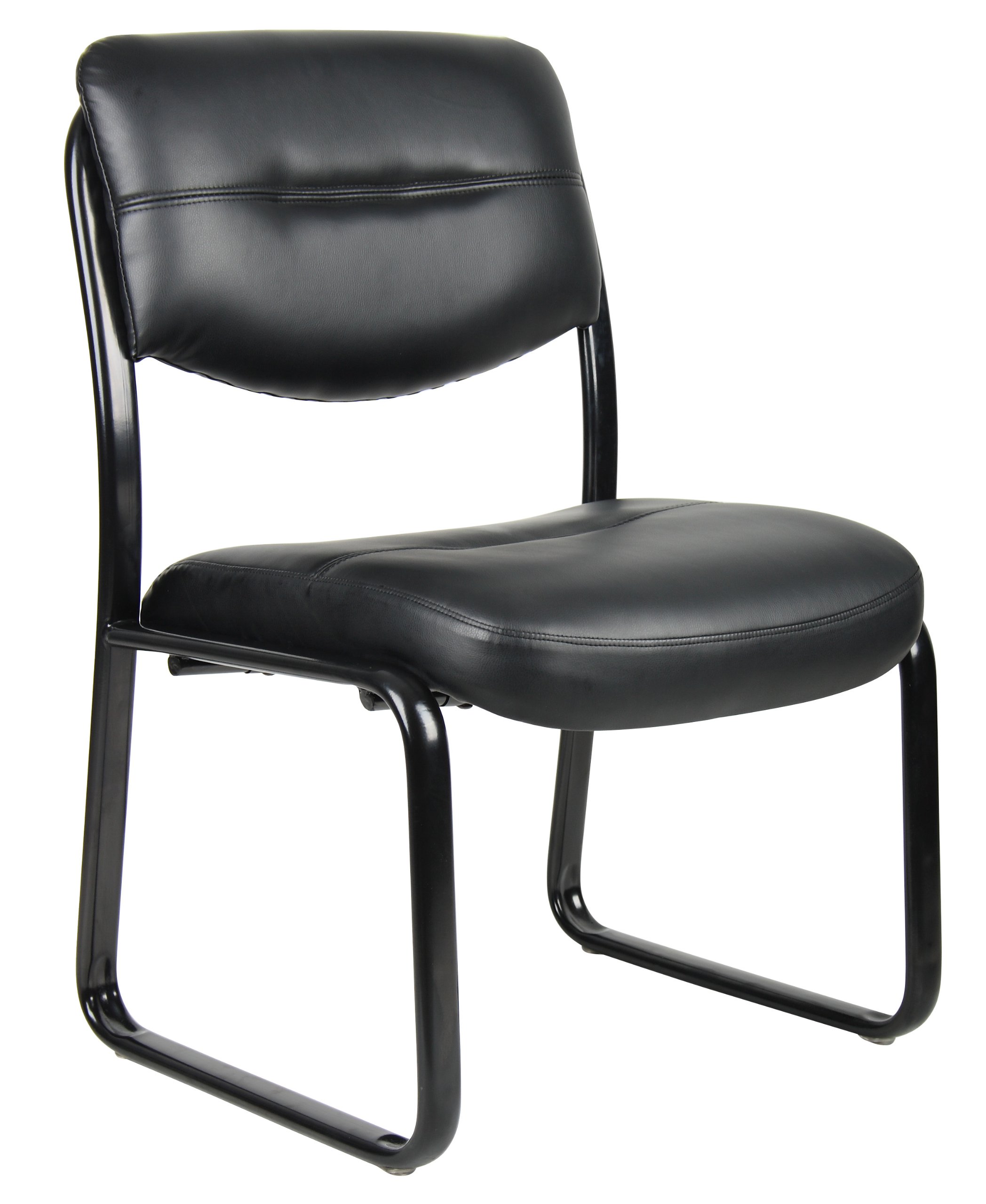 Premium Black Leather Sled Base Office Chair - Ergonomic Executive Desk Chair for Home & Business Workspaces - Perfect for Corporate Offices, Conference Rooms & Home Offices