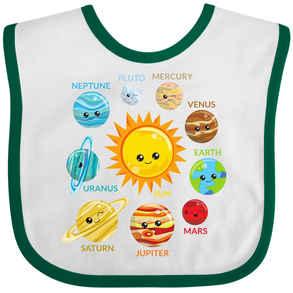 Inktastic Cute Planets Solar System Space Cosmos Galaxy Baby Bib - Perfect for Infants, Toddlers & Space-Themed Nursery Decor