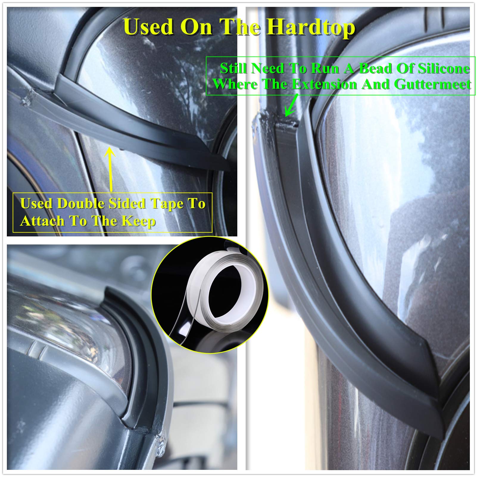 YOCTM Water Rain Gutter Extensions for 2018-2022 Jeep Wrangler JL/JLU Unlimited Sahara Rubicon - Durable Exterior Accessories for Off-Road Protection & Weather Resistance - Perfect for Heavy Rain, Snow, and Off-Road Adventures