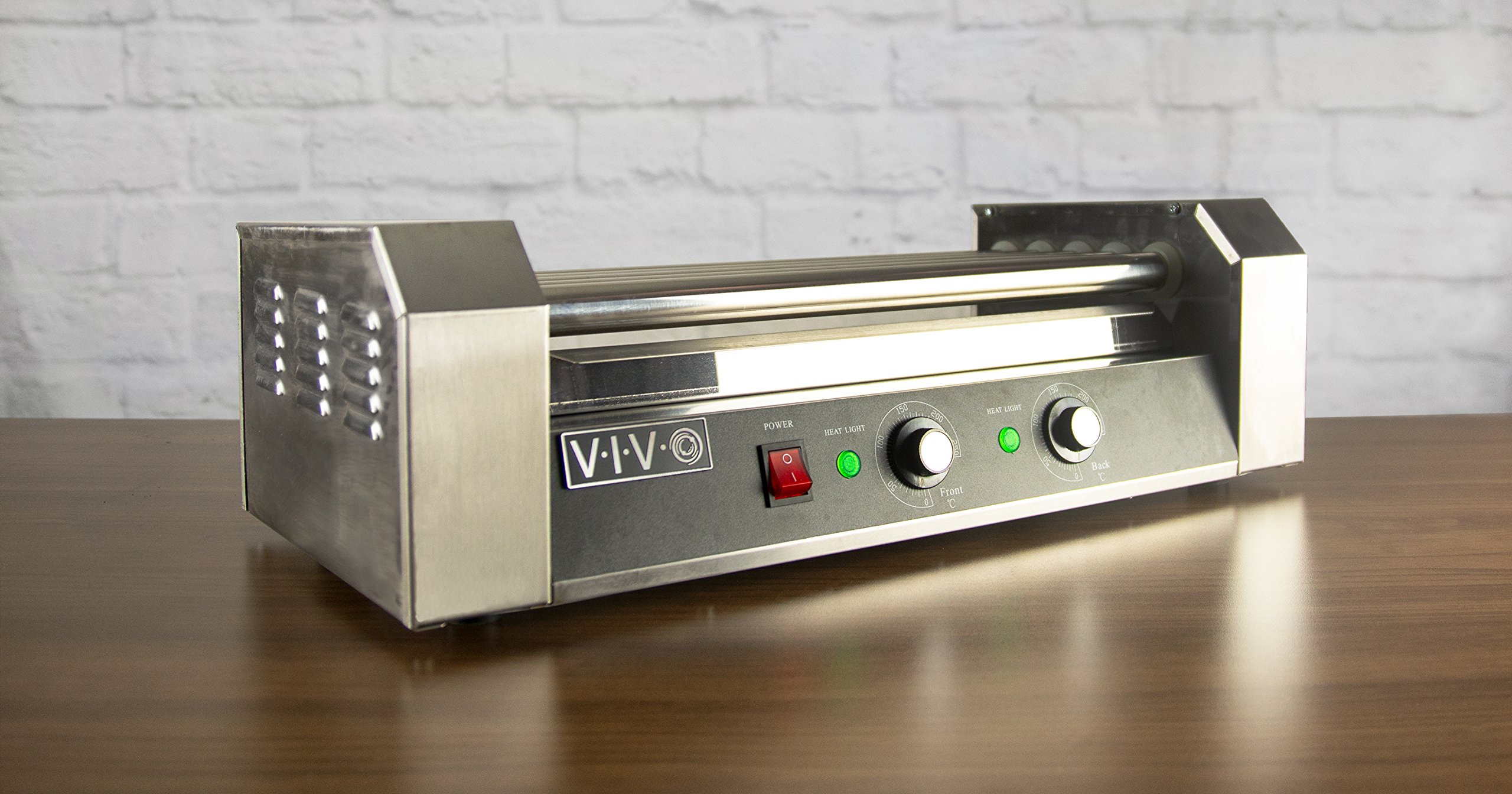 VIVO Electric 12 Hot Dog 5 Roller Grill Cooker Warmer, 750W Commercial & Household Stainless Steel Hot Dog Machine (HOTDG-V005) - Perfect for Restaurants, Food Trucks, Parties, and Home Use
