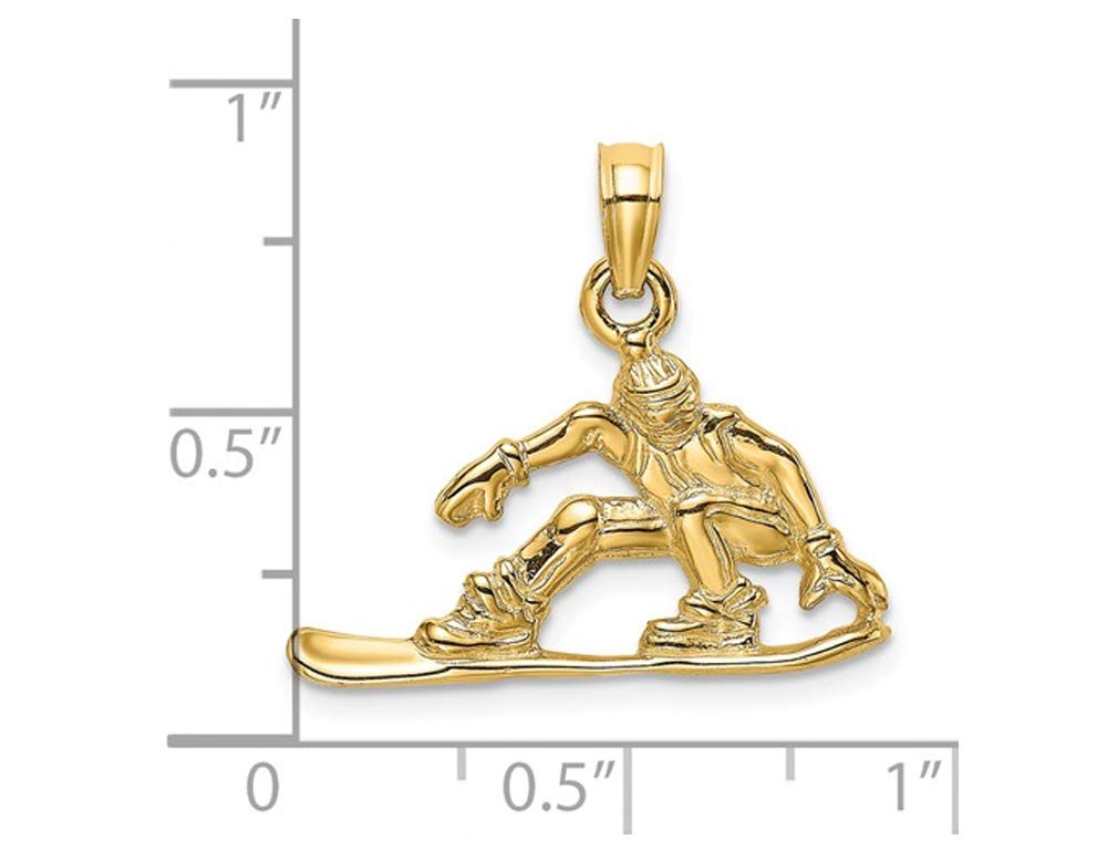 14K Gold Snowboarder Pendant Necklace for Winter Sports