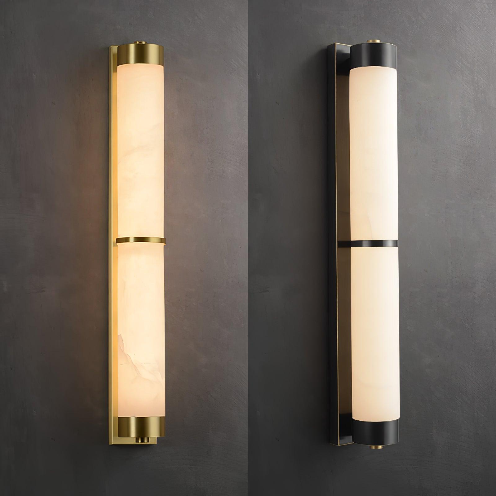 Cylindra Alabaster Brass Wall Light - Modern Sconce for Bedroom, Living Room & Hallway Lighting | Dimmable Indoor/Outdoor Fixture