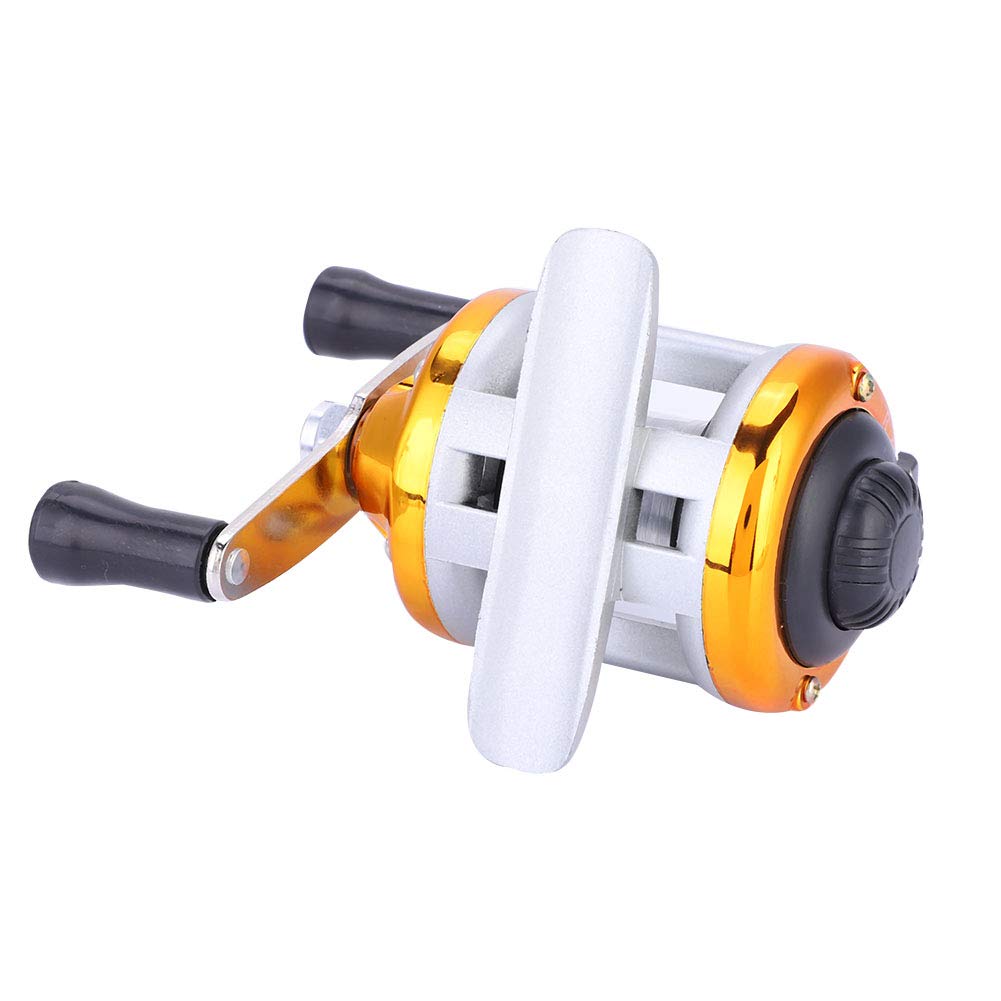 Premium Golden Ice Fishing Reel - Heavy Duty Trolling Wheel with Wire for Winter Ice Fishing | Ideal for Ice Anglers & Cold Weather Fishing Adventures