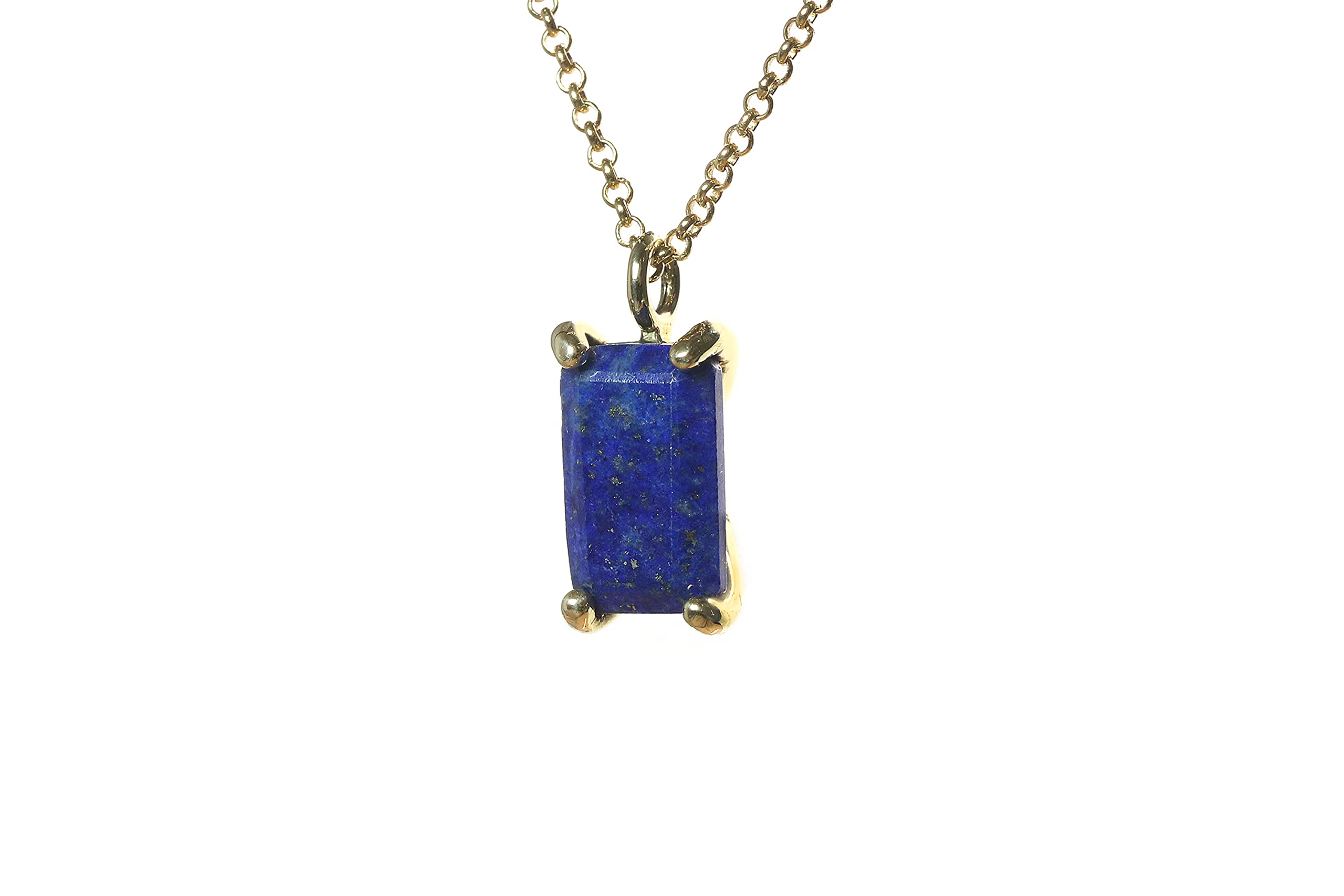 Lapis Lazuli Rectangle Pendant Necklace for Women - September Birthstone Jewelry with Gift Box - Elegant Statement Necklace for Birthday, Anniversary & Special Occasions