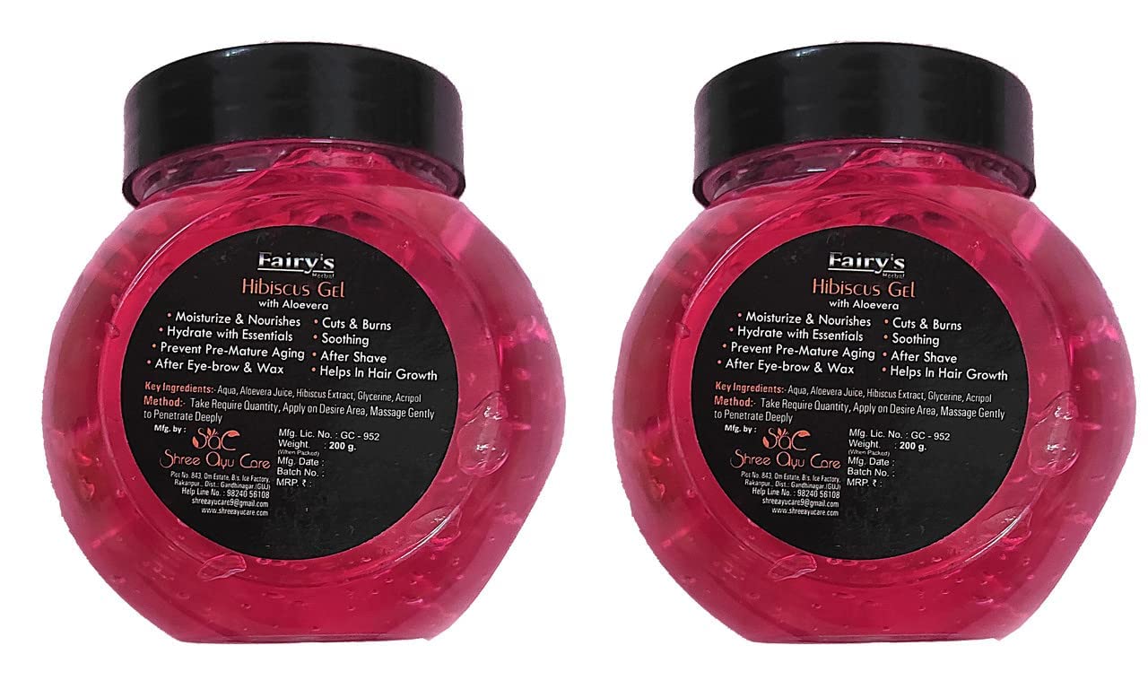 Pure Hibiscus Gel for Face & Hair Care - 400gm Moisturizing & Nourishing Treatment (Pack of 2) - Ideal for Dry Skin, Frizzy Hair & Daily Beauty Routine