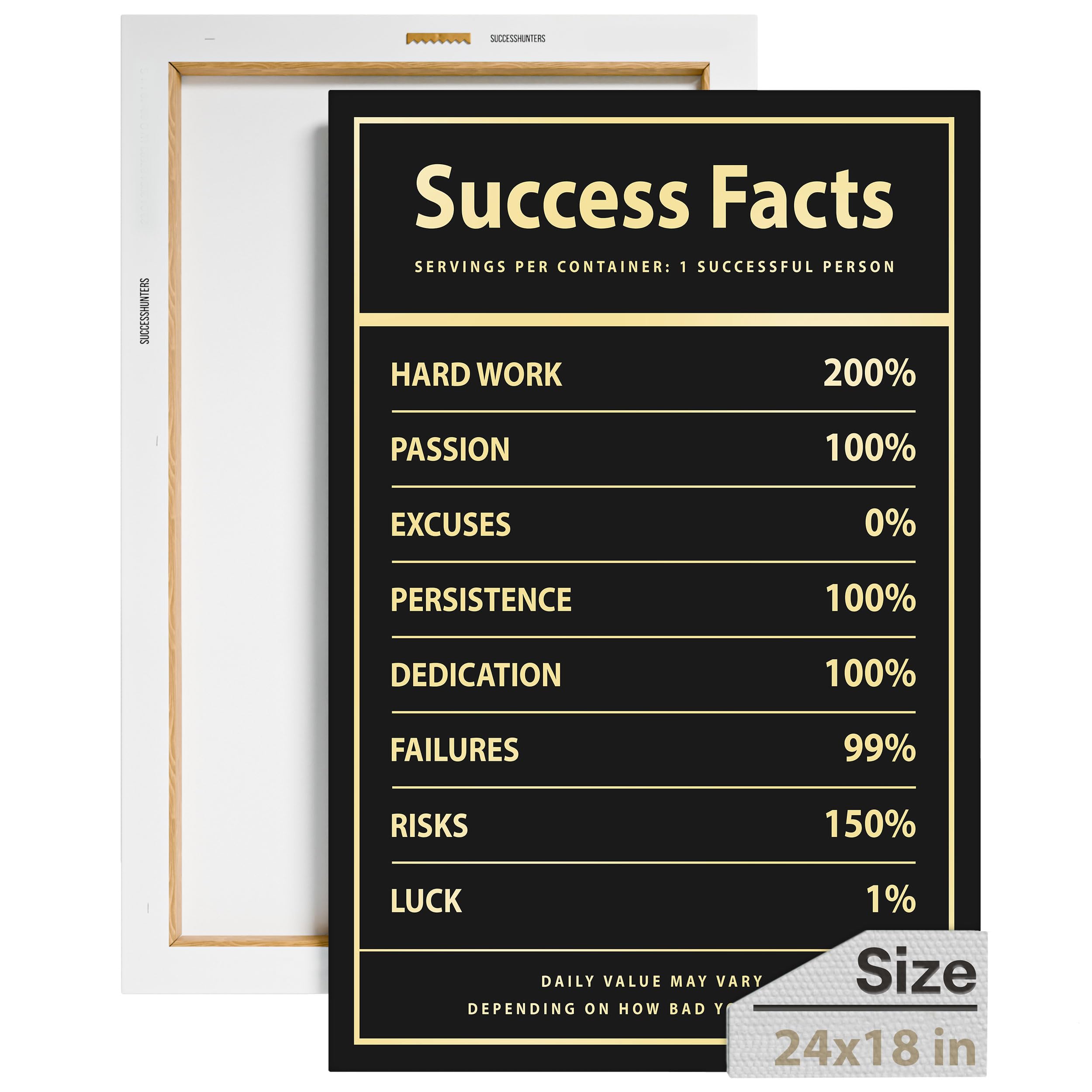 Success Facts Inspirational Wall Art Decor – Handcrafted Motivational Canvas Print (24