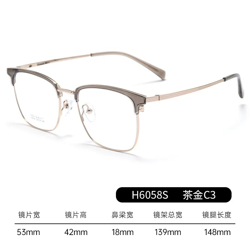 Bclear Unisex Full Rim Square Brow Line Titanium Eyeglasses 16058 - Lightweight Durable Frame for Men & Women - Perfect for Reading, Working & Fashion Accessories