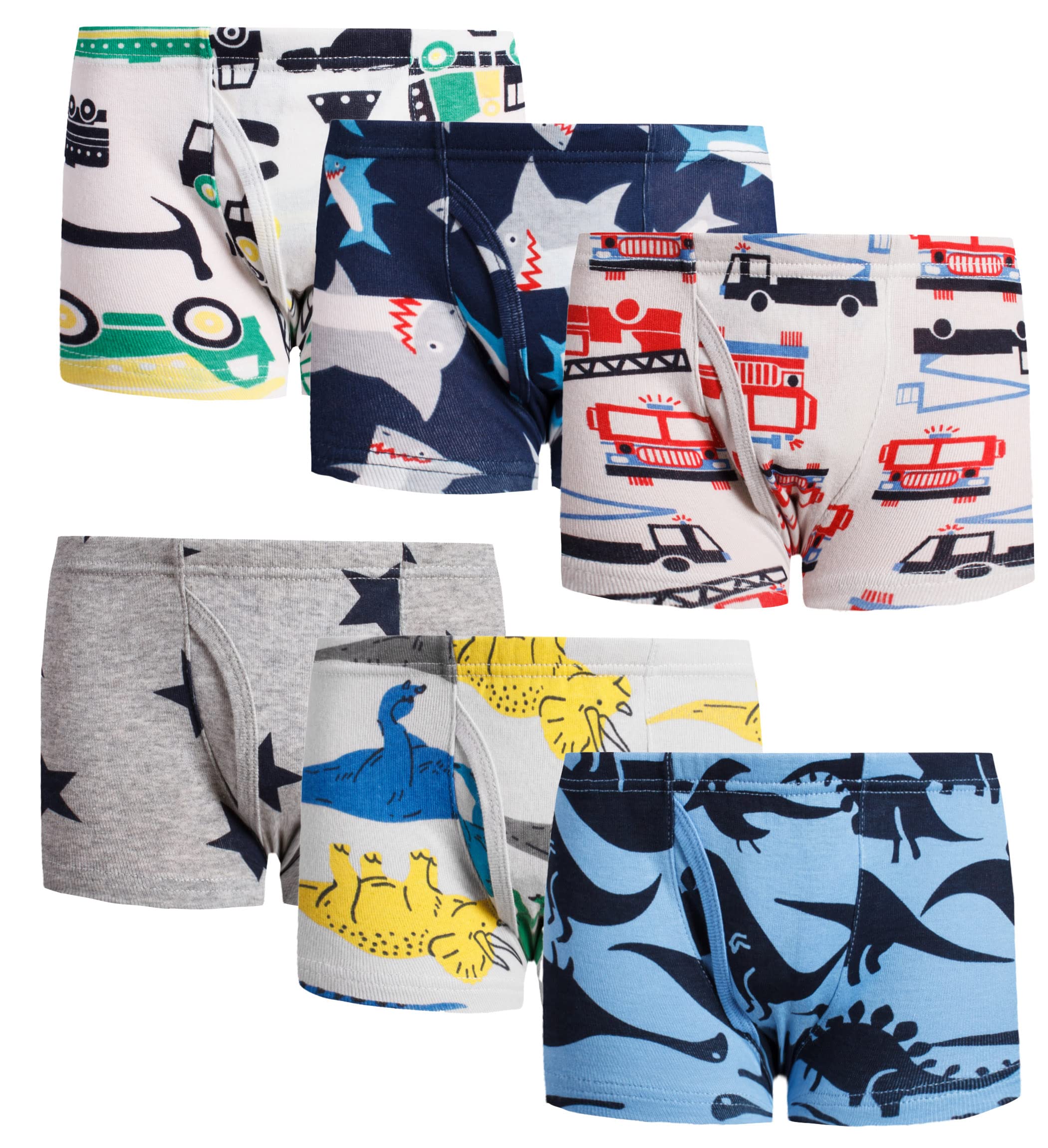 Boys Cotton Boxer Briefs - Dinosaur & Shark Print Underwear for Toddlers & Kids - Soft, Breathable & Comfortable - 3/6 Pack - Perfect for Playtime, School & Everyday Wear