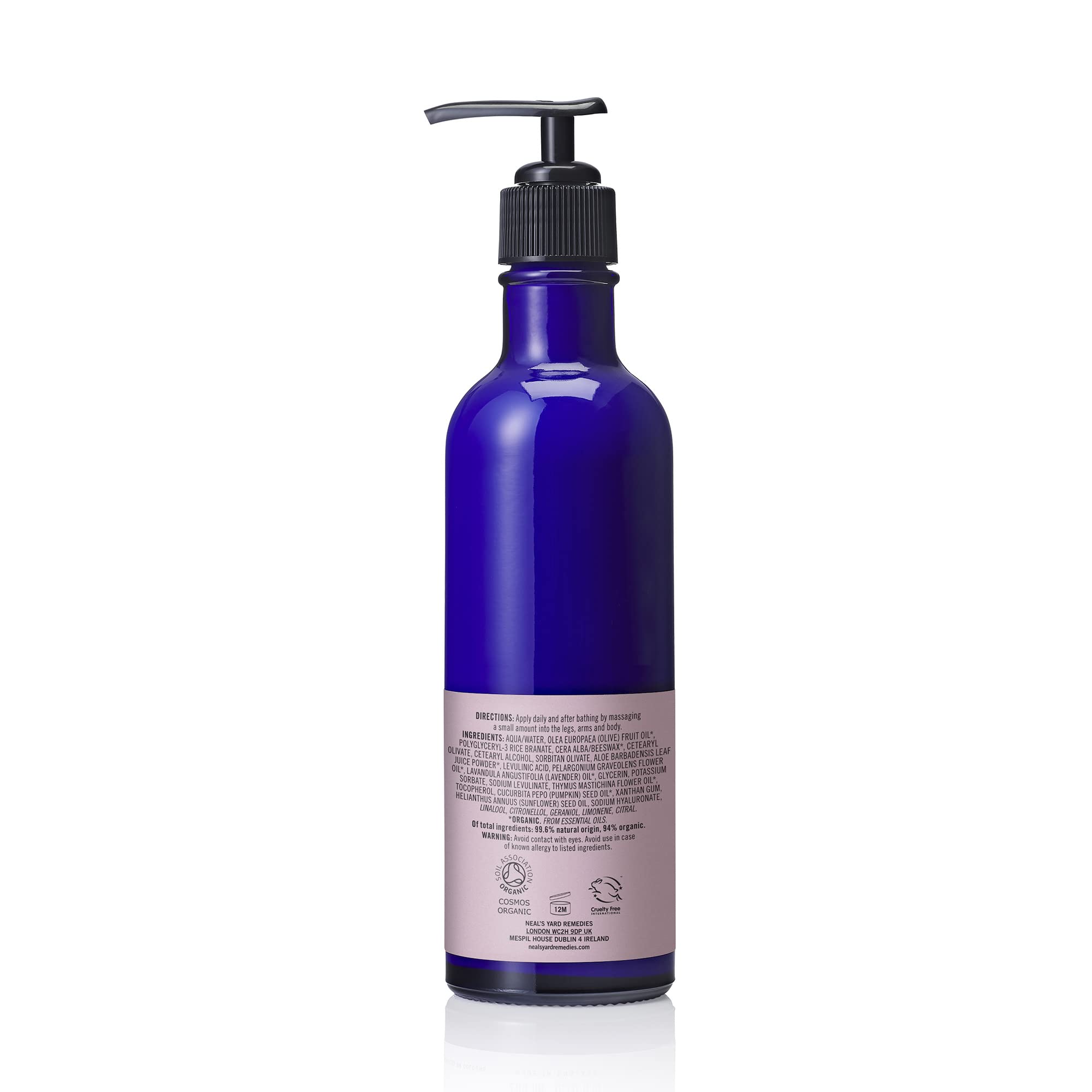 Neal's Yard Remedies Organic Aromatic Body Lotion for Women - Geranium & Lavender Essential Oils Moisturizing Skincare Gift - 200ml Hydrating Lotion for Dry Skin - Perfect for Daily Use, Spa Days & Relaxation Gifts