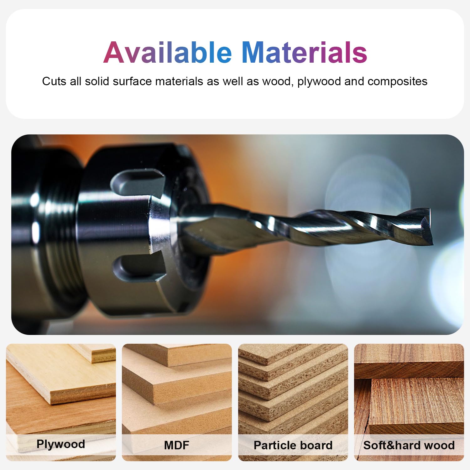 SpeTool Carbide Spiral Upcut Router Bit Set - 3/8