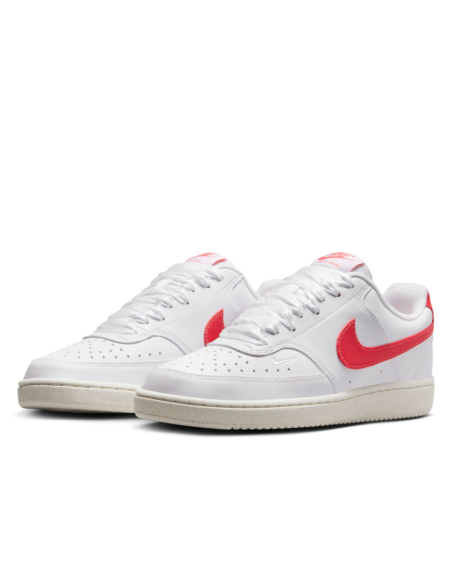 Nike Court Vision Low Next Nature Sneakers - White/Magic Ember/Sail | Eco-Friendly Basketball & Casual Shoes for Men | Perfect for Streetwear, Gym & Everyday Wear