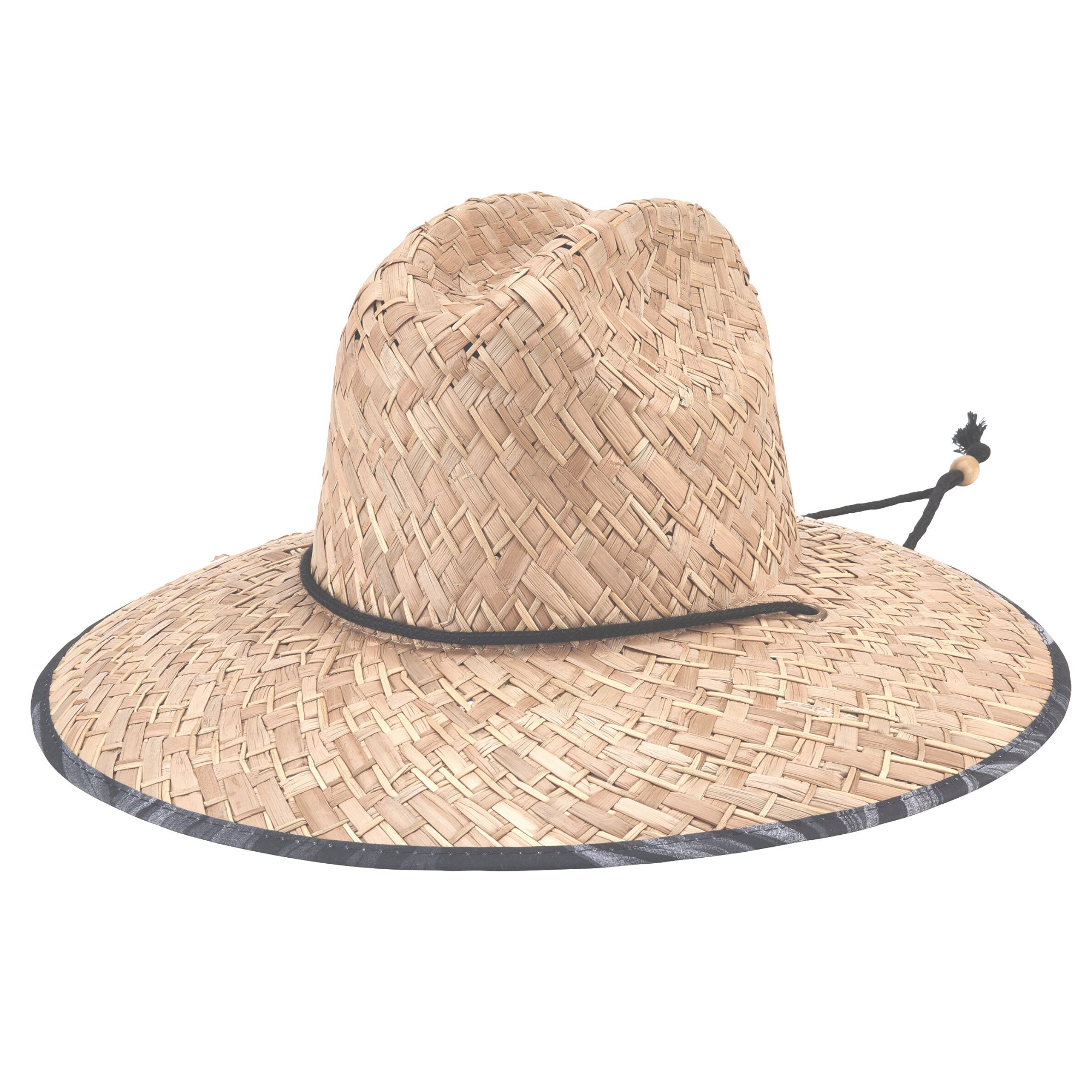 Men's Straw Lifeguard Hat with Palm Print - Beach, Pool, and Summer Outdoor Sun Protection Accessory