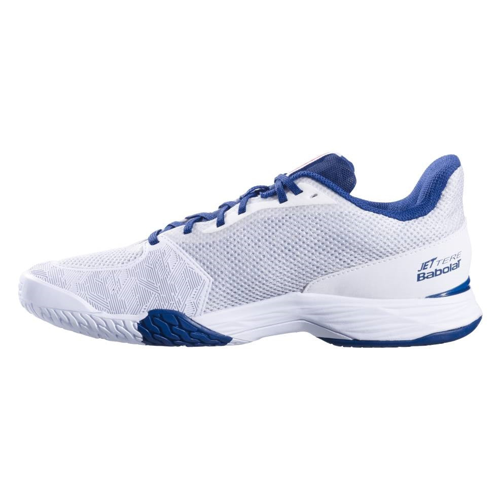 Babolat Jet Tere AC Men's Tennis Shoes - White & Blue | Lightweight Performance Court Shoes for Men | Perfect for Tennis, Pickleball & Casual Wear