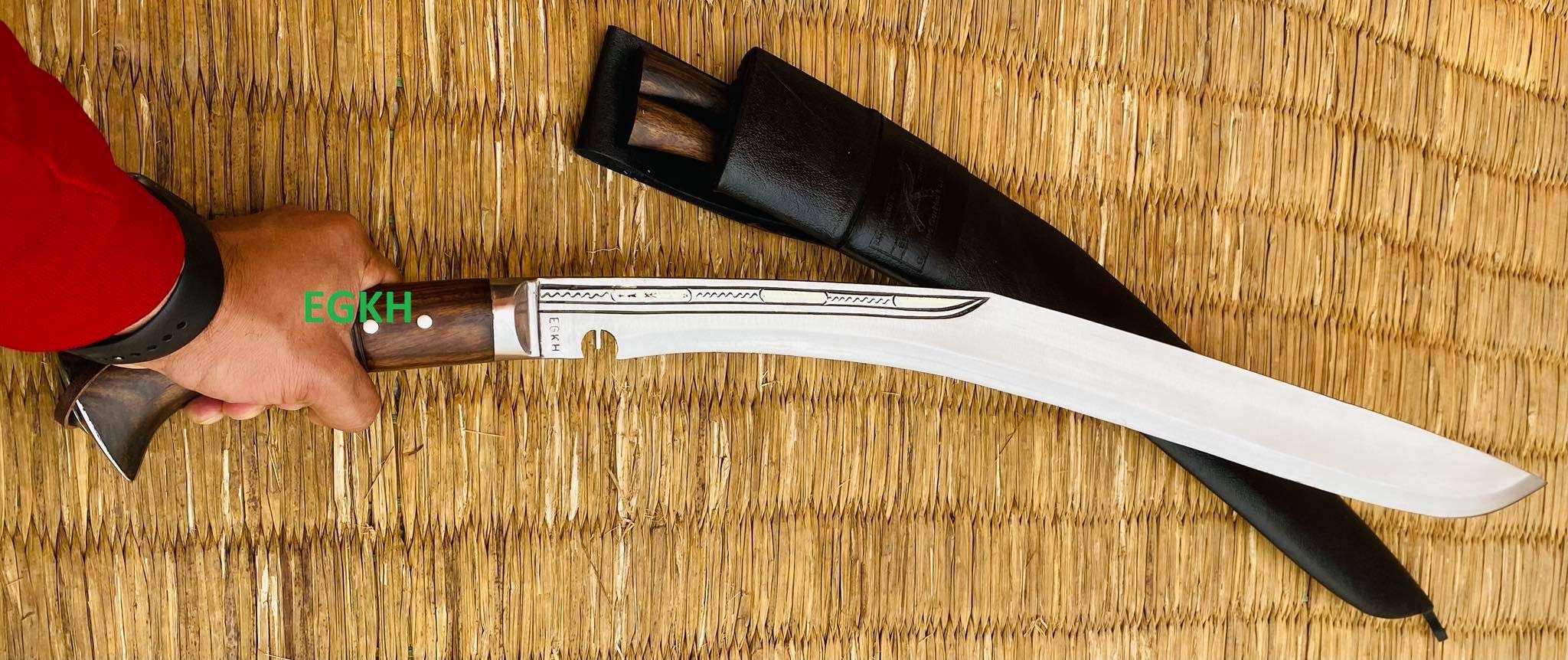 24 Inch Full Tang Traditional Kukri Knife - High Carbon Steel Khukuri Sword - Camping, Hunting & Outdoor Survival Tool - Perfect for Bushcraft, Hiking & Tactical Use