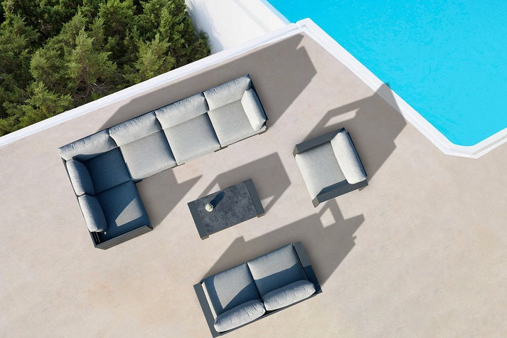 Luxury Couture Jardin Sky Outdoor Left Hand Sofa - Waterproof & UV Resistant Patio Furniture for Garden, Poolside & Backyard Relaxation
