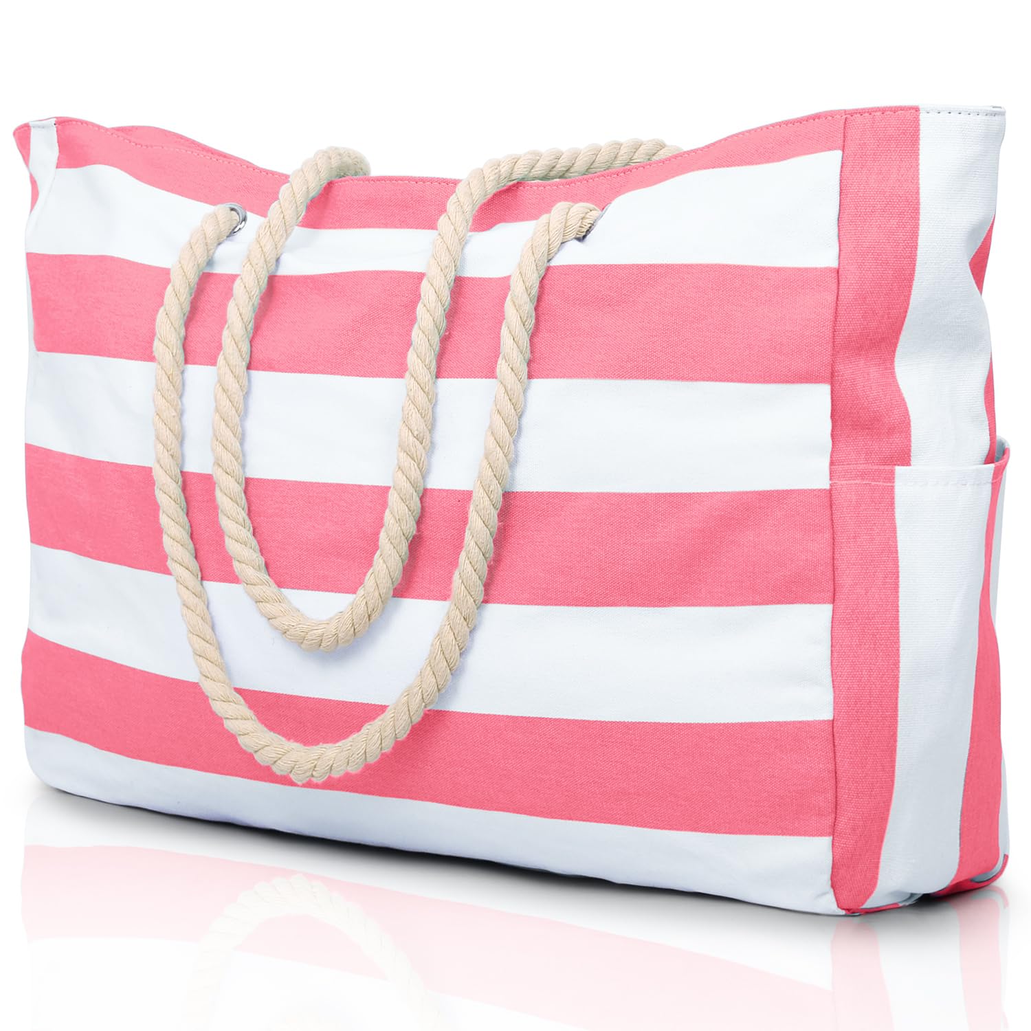 Becokan Large Waterproof Beach Tote Bag for Women - Sandproof Swim Pool Bag with Zipper - Perfect for Beach Vacations, Pool Parties & Summer Travel