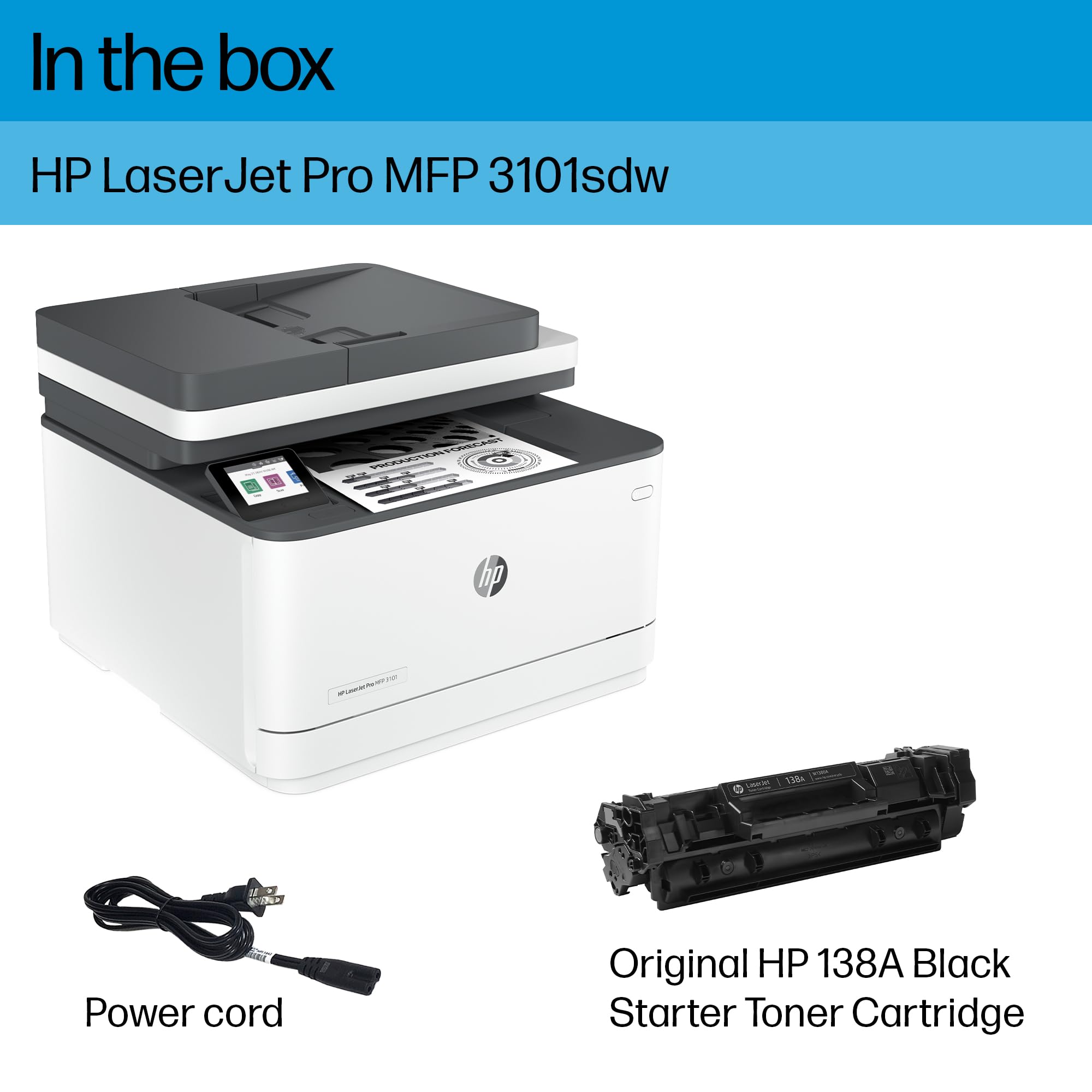 HP Laserjet Pro MFP 3101sdw Wireless Laser Printer - Fast Printing, Scanning & Copying for Home Office & Small Business Use